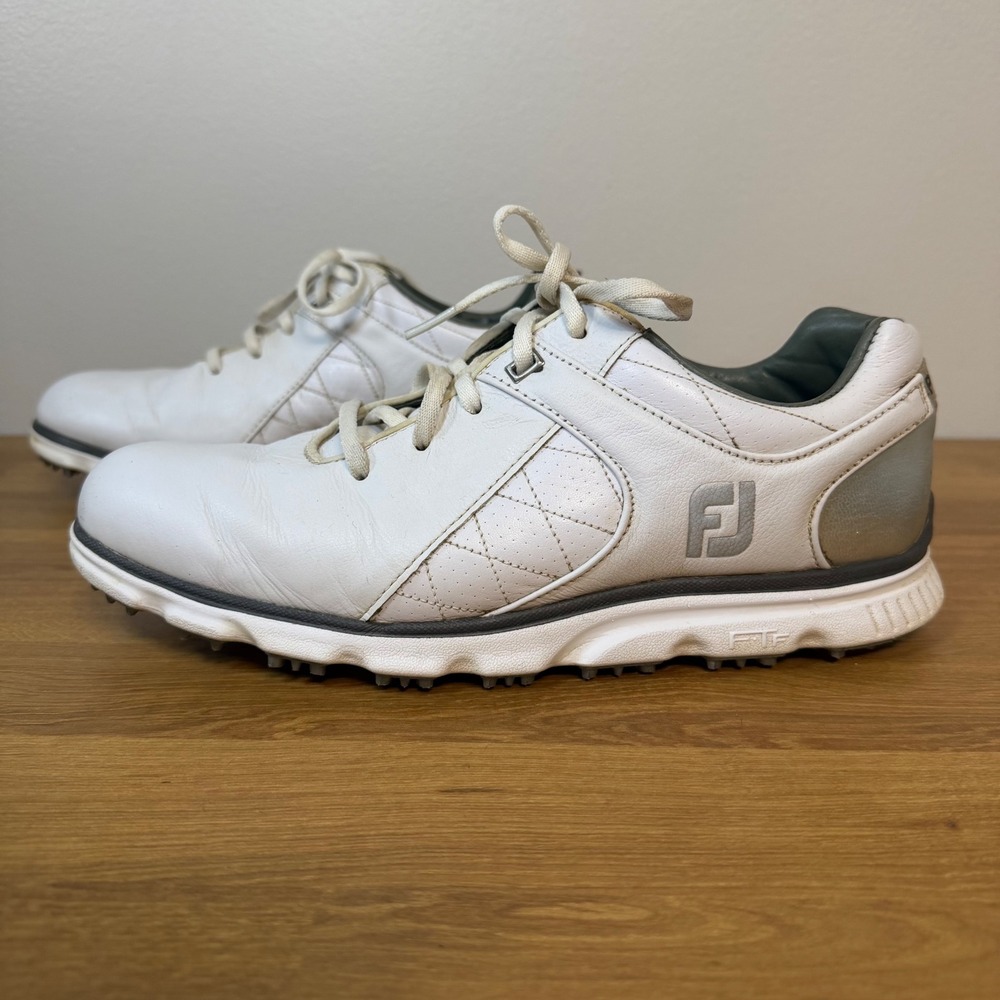 FootJoy Pro SL Mens White Silver Leather Spikeless Golf Shoes 53579 Size 8.5 M